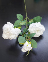 Fir Trandafir artificial alb 65cm – flori decorative realiste